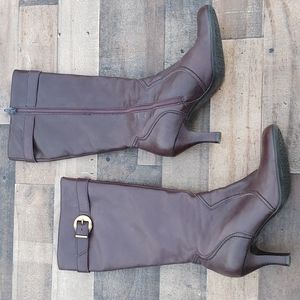 Gianni Bini Kan Kan Tall Heeled Chocolate Leather Boots sz 10 women's
